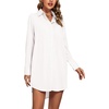 image:imageLYANER Womens Collar V Neck Button Down Shirt Dress Long Sleeve Split Hem Blouse Tunic DressesPure White