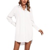 image:imageLYANER Womens Collar V Neck Button Down Shirt Dress Long Sleeve Split Hem Blouse Tunic DressesPure White