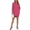 image:imageLYANER Womens Collar V Neck Button Down Shirt Dress Long Sleeve Split Hem Blouse Tunic DressesRose