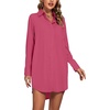 image:imageLYANER Womens Collar V Neck Button Down Shirt Dress Long Sleeve Split Hem Blouse Tunic DressesRose