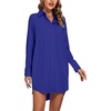 image:imageLYANER Womens Collar V Neck Button Down Shirt Dress Long Sleeve Split Hem Blouse Tunic DressesRoyal Blue