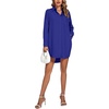 image:imageLYANER Womens Collar V Neck Button Down Shirt Dress Long Sleeve Split Hem Blouse Tunic DressesRoyal Blue