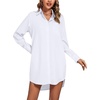 image:imageLYANER Womens Collar V Neck Button Down Shirt Dress Long Sleeve Split Hem Blouse Tunic DressesSolid White