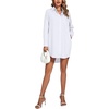 image:imageLYANER Womens Collar V Neck Button Down Shirt Dress Long Sleeve Split Hem Blouse Tunic DressesSolid White