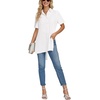 image:imageLYANER Womens Collar V Neck Split Hem Button Down Short Sleeve Long Shirt Blouse Tunic Top White XXLarge