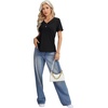 image:imageLYANER Womens Cotton Polo V Neck Roll Up Short Sleeve Button Down Polo Shirt Blouse TopsBlack