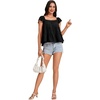 image:imageLYANER Womens Cute Summer Tops Square Neck Flowy Pleated Blouse Ruffle Cap Sleeve Casual Shirt Fashion TeeBlack