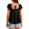 image:imageLYANER Womens Cute Summer Tops Square Neck Flowy Pleated Blouse Ruffle Cap Sleeve Casual Shirt Fashion TeeBlack
