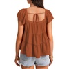 image:imageLYANER Womens Cute Summer Tops Square Neck Flowy Pleated Blouse Ruffle Cap Sleeve Casual Shirt Fashion TeeCaramel