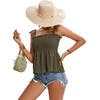 image:imageLYANER Womens Cute Summer Tops Tie Shoulder Shirred Ruffle Hem Sleeveless Sexy Cami Blouse Peplum TopArmy Green