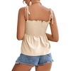 image:imageLYANER Womens Cute Summer Tops Tie Shoulder Shirred Ruffle Hem Sleeveless Sexy Cami Blouse Peplum TopBeige