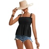 image:imageLYANER Womens Cute Summer Tops Tie Shoulder Shirred Ruffle Hem Sleeveless Sexy Cami Blouse Peplum TopBlack