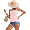 image:imageLYANER Womens Cute Summer Tops Tie Shoulder Shirred Ruffle Hem Sleeveless Sexy Cami Blouse Peplum TopCrabapple Powder