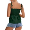 image:imageLYANER Womens Cute Summer Tops Tie Shoulder Shirred Ruffle Hem Sleeveless Sexy Cami Blouse Peplum TopDark Green
