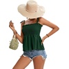 image:imageLYANER Womens Cute Summer Tops Tie Shoulder Shirred Ruffle Hem Sleeveless Sexy Cami Blouse Peplum TopDark Green