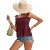 image:imageLYANER Womens Cute Summer Tops Tie Shoulder Shirred Ruffle Hem Sleeveless Sexy Cami Blouse Peplum TopDark Red