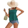 image:imageLYANER Womens Cute Summer Tops Tie Shoulder Shirred Ruffle Hem Sleeveless Sexy Cami Blouse Peplum TopDeep Green