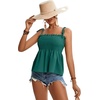 image:imageLYANER Womens Cute Summer Tops Tie Shoulder Shirred Ruffle Hem Sleeveless Sexy Cami Blouse Peplum TopDeep Green