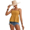 image:imageLYANER Womens Cute Summer Tops Tie Shoulder Shirred Ruffle Hem Sleeveless Sexy Cami Blouse Peplum TopGinger
