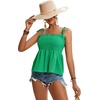 image:imageLYANER Womens Cute Summer Tops Tie Shoulder Shirred Ruffle Hem Sleeveless Sexy Cami Blouse Peplum TopGrass Green