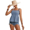 image:imageLYANER Womens Cute Summer Tops Tie Shoulder Shirred Ruffle Hem Sleeveless Sexy Cami Blouse Peplum TopHaze Blue