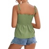 image:imageLYANER Womens Cute Summer Tops Tie Shoulder Shirred Ruffle Hem Sleeveless Sexy Cami Blouse Peplum TopLight Green