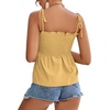 image:imageLYANER Womens Cute Summer Tops Tie Shoulder Shirred Ruffle Hem Sleeveless Sexy Cami Blouse Peplum TopLight Yellow