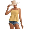 image:imageLYANER Womens Cute Summer Tops Tie Shoulder Shirred Ruffle Hem Sleeveless Sexy Cami Blouse Peplum TopLight Yellow