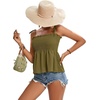 image:imageLYANER Womens Cute Summer Tops Tie Shoulder Shirred Ruffle Hem Sleeveless Sexy Cami Blouse Peplum TopOlive Green