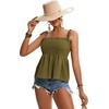 image:imageLYANER Womens Cute Summer Tops Tie Shoulder Shirred Ruffle Hem Sleeveless Sexy Cami Blouse Peplum TopOlive Green
