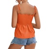 image:imageLYANER Womens Cute Summer Tops Tie Shoulder Shirred Ruffle Hem Sleeveless Sexy Cami Blouse Peplum TopOrange