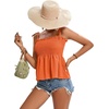 image:imageLYANER Womens Cute Summer Tops Tie Shoulder Shirred Ruffle Hem Sleeveless Sexy Cami Blouse Peplum TopOrange