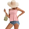 image:imageLYANER Womens Cute Summer Tops Tie Shoulder Shirred Ruffle Hem Sleeveless Sexy Cami Blouse Peplum TopPink