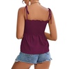image:imageLYANER Womens Cute Summer Tops Tie Shoulder Shirred Ruffle Hem Sleeveless Sexy Cami Blouse Peplum TopPure Purple