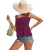 image:imageLYANER Womens Cute Summer Tops Tie Shoulder Shirred Ruffle Hem Sleeveless Sexy Cami Blouse Peplum TopPure Purple
