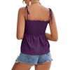 image:imageLYANER Womens Cute Summer Tops Tie Shoulder Shirred Ruffle Hem Sleeveless Sexy Cami Blouse Peplum TopPurple