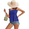 image:imageLYANER Womens Cute Summer Tops Tie Shoulder Shirred Ruffle Hem Sleeveless Sexy Cami Blouse Peplum TopRoyal Blue