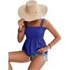 image:imageLYANER Womens Cute Summer Tops Tie Shoulder Shirred Ruffle Hem Sleeveless Sexy Cami Blouse Peplum TopRoyal Blue
