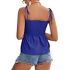 image:imageLYANER Womens Cute Summer Tops Tie Shoulder Shirred Ruffle Hem Sleeveless Sexy Cami Blouse Peplum TopRoyal Blue