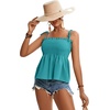 image:imageLYANER Womens Cute Summer Tops Tie Shoulder Shirred Ruffle Hem Sleeveless Sexy Cami Blouse Peplum TopTeal Blue