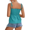 image:imageLYANER Womens Cute Summer Tops Tie Shoulder Shirred Ruffle Hem Sleeveless Sexy Cami Blouse Peplum TopTeal Blue