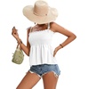 image:imageLYANER Womens Cute Summer Tops Tie Shoulder Shirred Ruffle Hem Sleeveless Sexy Cami Blouse Peplum TopWhite