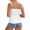 image:imageLYANER Womens Cute Summer Tops Tie Shoulder Shirred Ruffle Hem Sleeveless Sexy Cami Blouse Peplum TopWhite