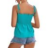 image:imageLYANER Womens Cute Summer Tops Tie Shoulder Shirred Ruffle Hem Sleeveless Sexy Cami Blouse Peplum TopWood Green