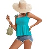 image:imageLYANER Womens Cute Summer Tops Tie Shoulder Shirred Ruffle Hem Sleeveless Sexy Cami Blouse Peplum TopWood Green