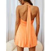 image:imageLYANER Womens Draped Cowl Neck Halter Tie Back Cocktail Bodycon Short DressesOrange