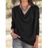 image:imageLYANER Womens Draped Cowl Neck Long Sleeve Tunic Blouse TopBlack