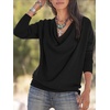 image:imageLYANER Womens Draped Cowl Neck Long Sleeve Tunic Blouse TopBlack