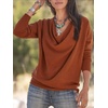 image:imageLYANER Womens Draped Cowl Neck Long Sleeve Tunic Blouse TopBrick Red
