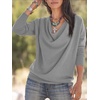 image:imageLYANER Womens Draped Cowl Neck Long Sleeve Tunic Blouse TopGray